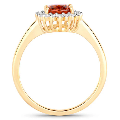 1.87 Carat Genuine Spessartite Garnet and White Diamond 14K Yellow Gold Ring - Image 6