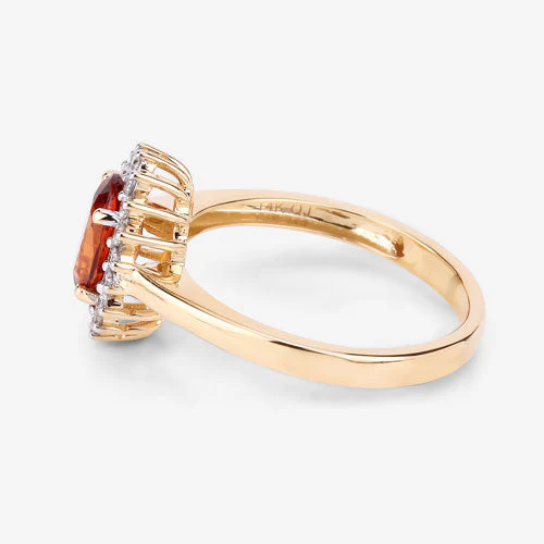 1.87 Carat Genuine Spessartite Garnet and White Diamond 14K Yellow Gold Ring - Image 8