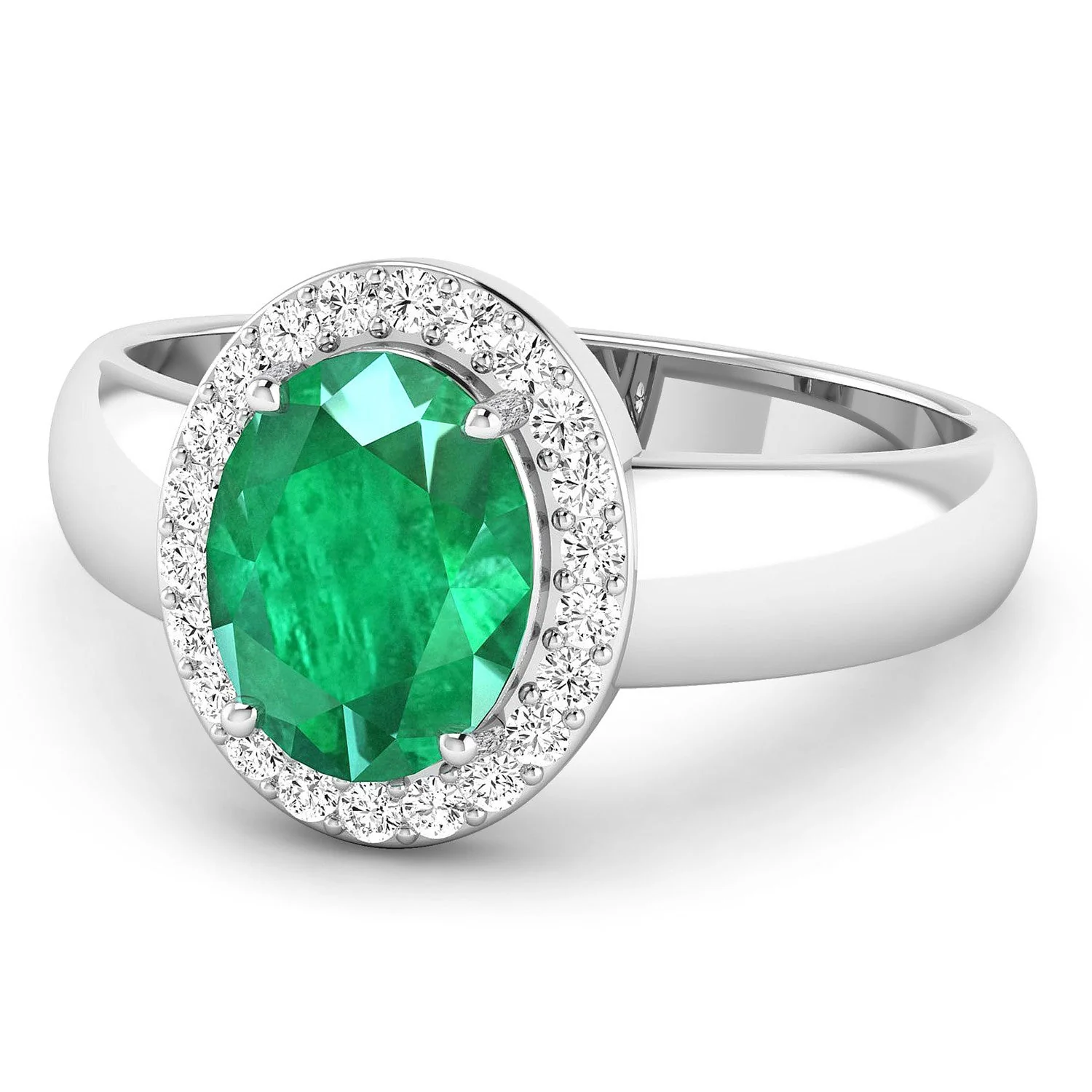 1.87 Carat Genuine Zambian Emerald and White Diamond 14K White Gold Ring - Image 4
