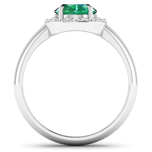 1.87 Carat Genuine Zambian Emerald and White Diamond 14K White Gold Ring - Image 6
