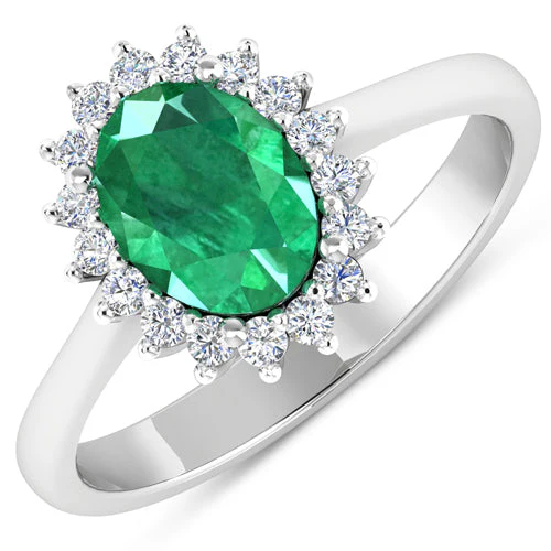 1.87 Carat Genuine Zambian Emerald and White Diamond 14K White Gold Ring - Image 4