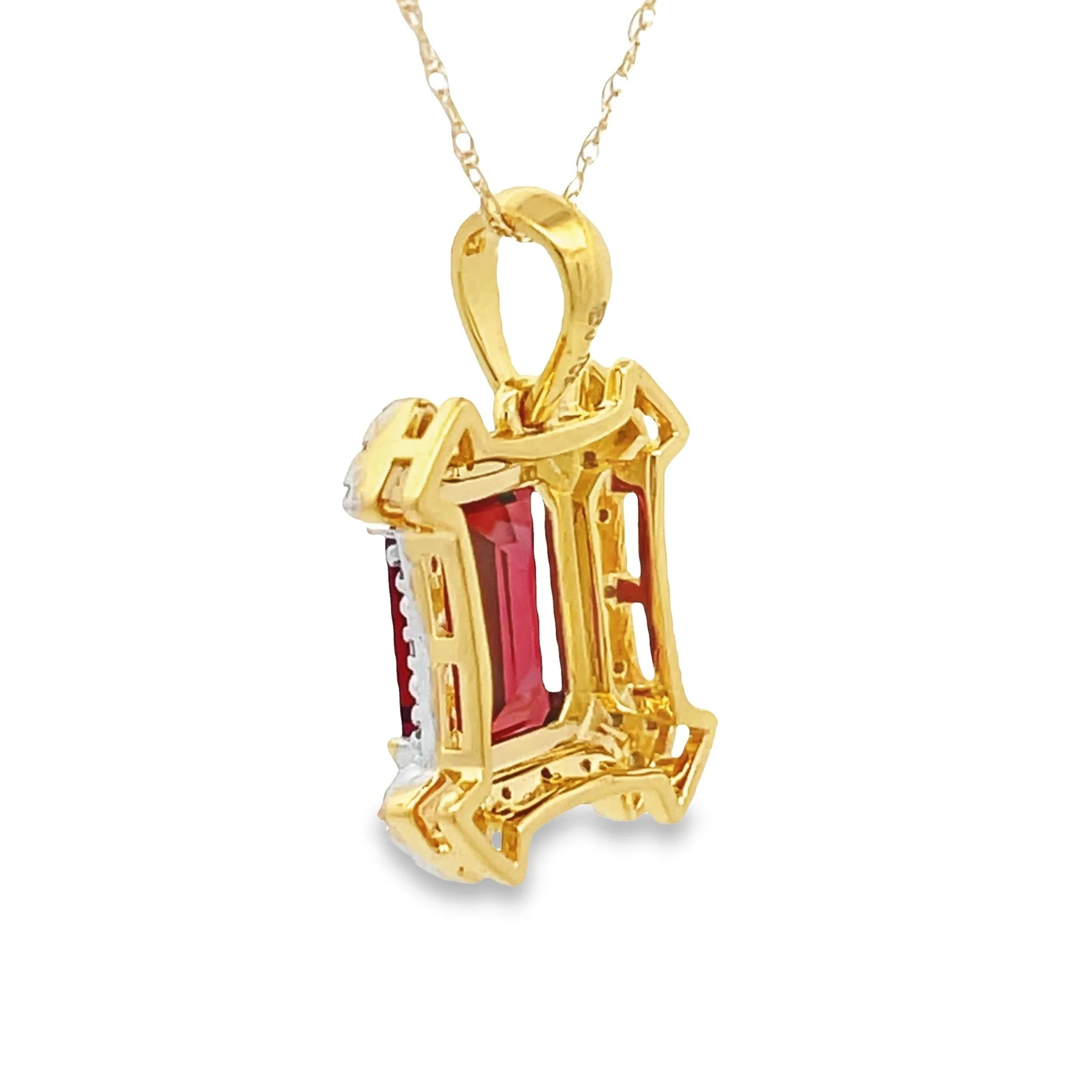 1.87ct Garnet Diamond Fashion Pendants 10KT Yellow Gold - Image 2