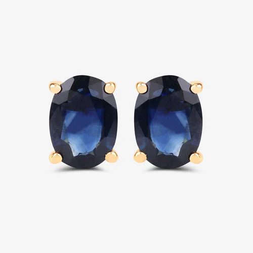 1.90 Carat Genuine Blue Sapphire 10K Yellow Gold Earrings - Image 10