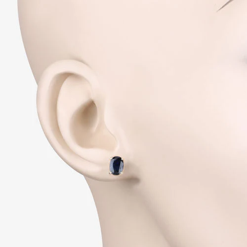 1.90 Carat Genuine Blue Sapphire 10K Yellow Gold Earrings - Image 5