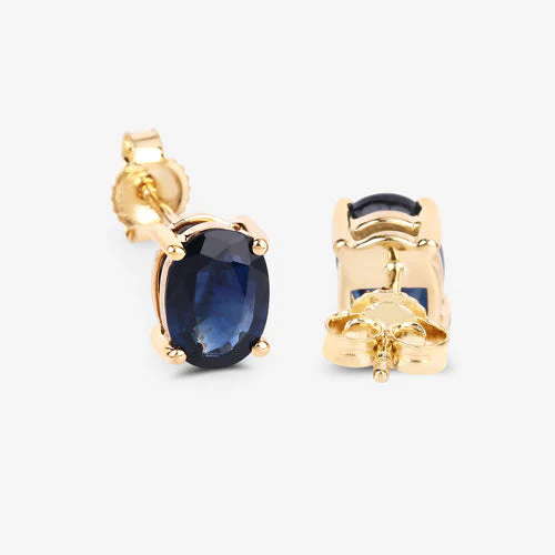 1.90 Carat Genuine Blue Sapphire 10K Yellow Gold Earrings - Image 9