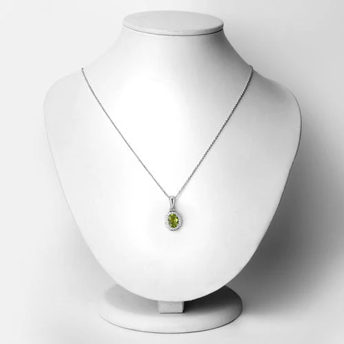 1.90 Carat Genuine Peridot and Lab Grown Diamond .925 Sterling Silver Pendant - Image 2