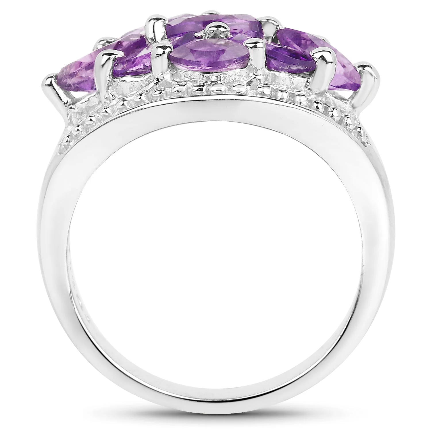 1.91 Carat Genuine  Amethyst .925 Sterling Silver Ring - Image 2