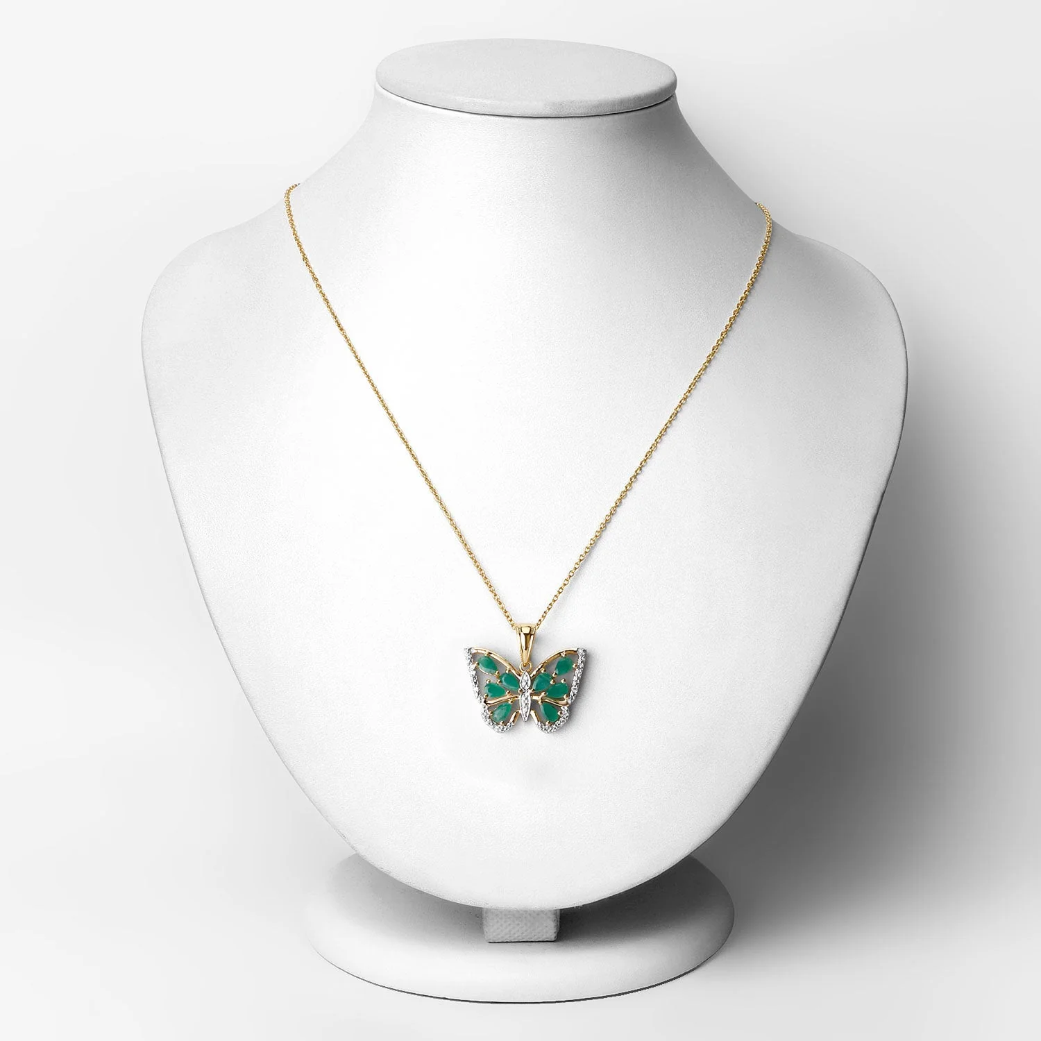 1.91 Carat Genuine Emerald and White Zircon .925 Sterling Silver Pendant - Image 2