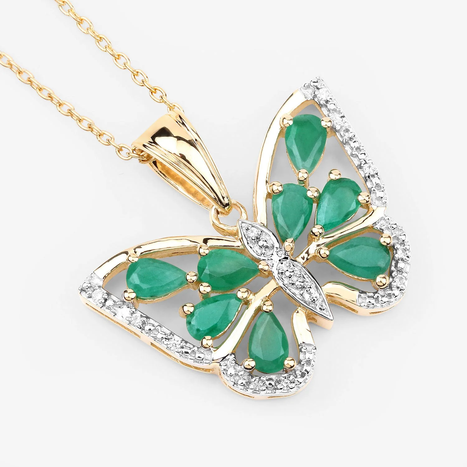 1.91 Carat Genuine Emerald and White Zircon .925 Sterling Silver Pendant - Image 4