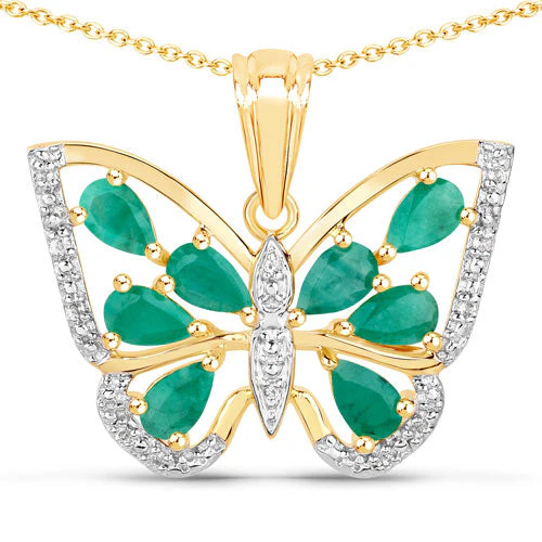 1.91 Carat Genuine Emerald and White Zircon .925 Sterling Silver Pendant - Image 5