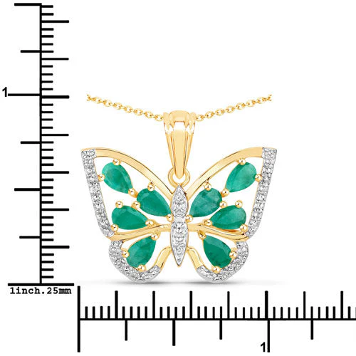 1.91 Carat Genuine Emerald and White Zircon .925 Sterling Silver Pendant - Image 7