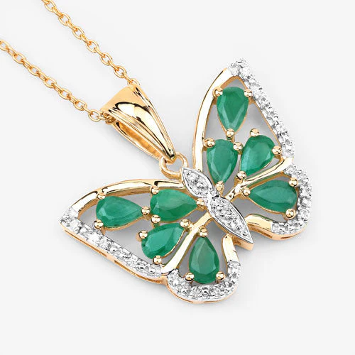 1.91 Carat Genuine Emerald and White Zircon .925 Sterling Silver Pendant - Image 8