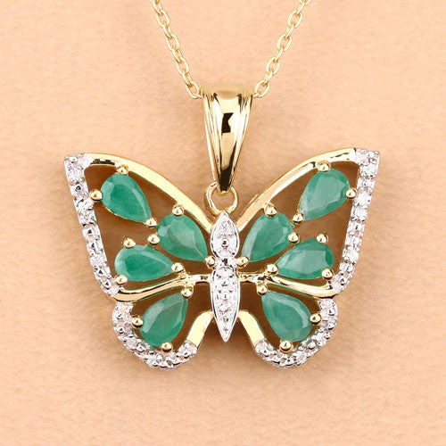 1.91 Carat Genuine Emerald and White Zircon .925 Sterling Silver Pendant - Image 9