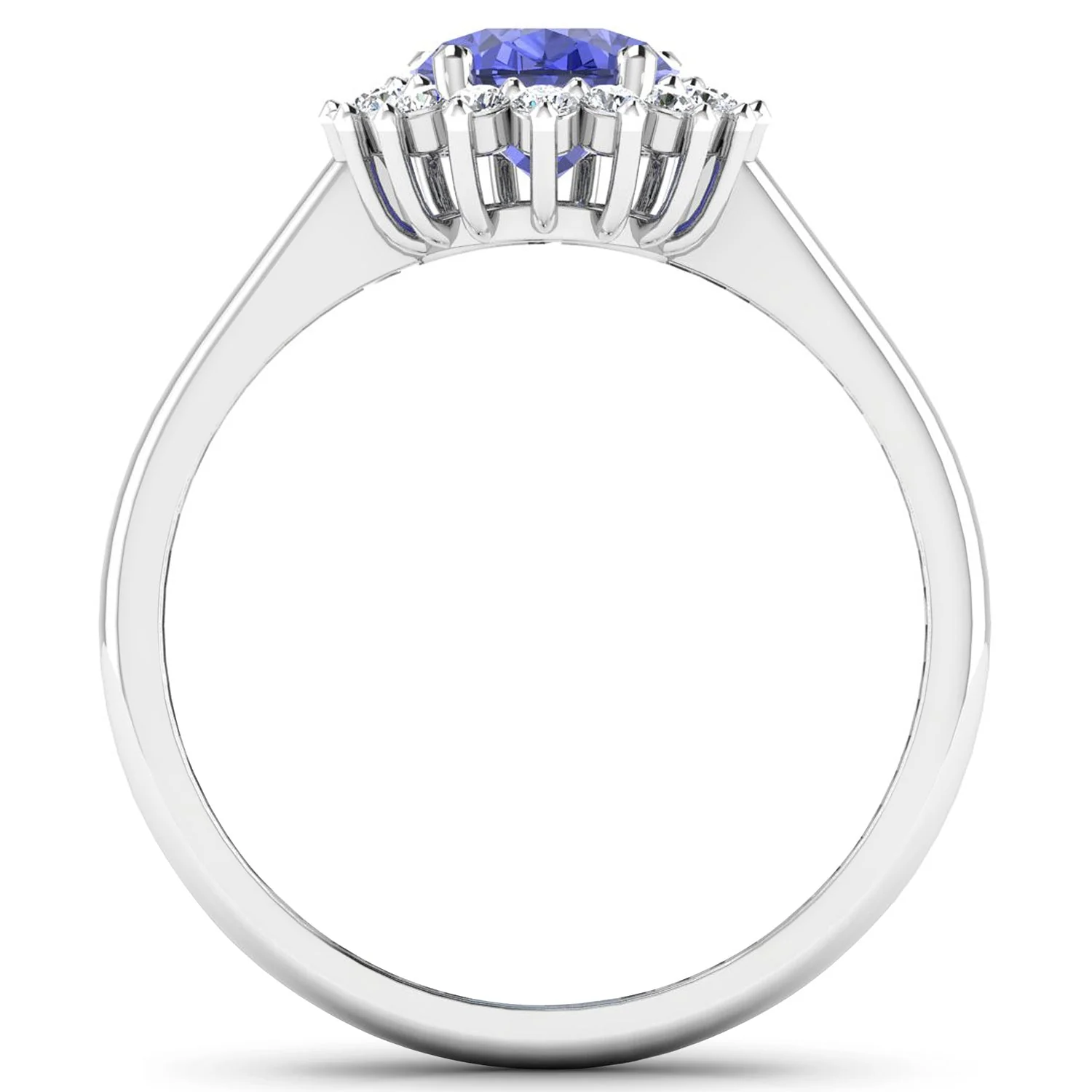 1.92 Carat Genuine Tanzanite and White Diamond 14K White Gold Ring - Image 2
