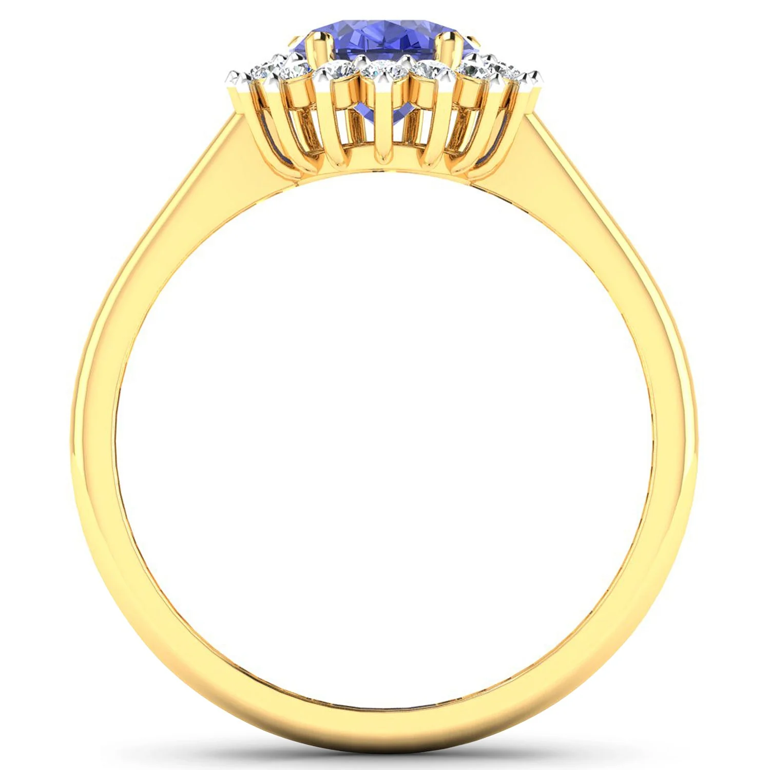 1.92 Carat Genuine Tanzanite and White Diamond 14K Yellow Gold Ring - Image 2