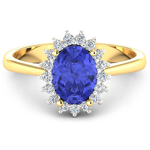 1.92 Carat Genuine Tanzanite and White Diamond 14K Yellow Gold Ring - Image 6