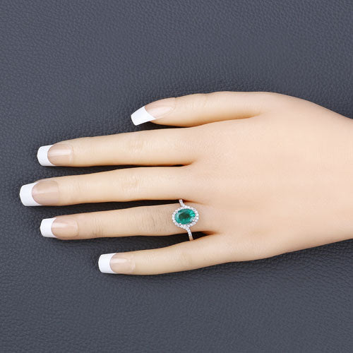 1.92 Carat Genuine Zambian Emerald and White Diamond 14K White Gold Ring - Image 5