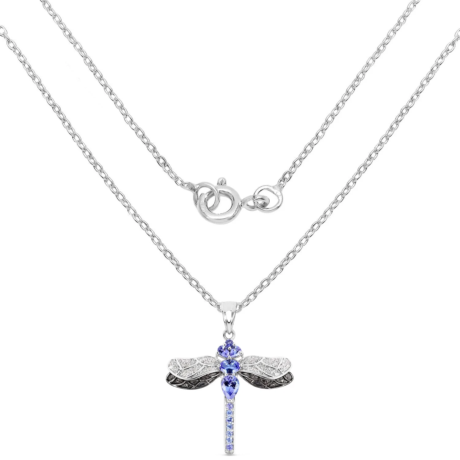 1.93 Carat Genuine Tanzanite and White Topaz .925 Sterling Silver Pendant - Image 3