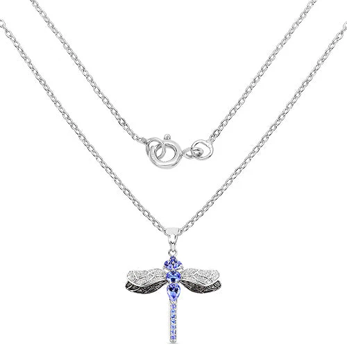 1.93 Carat Genuine Tanzanite and White Topaz .925 Sterling Silver Pendant - Image 5
