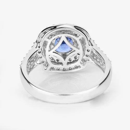 1.96 Carat Genuine Blue Sapphire and White Diamond 18K White Gold Ring - Image 13