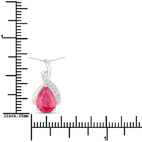 1.98 Carat Genuine Ruby and White Diamond 14K White Gold Pendant - Image 3