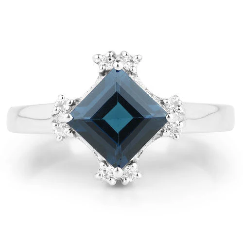 1.99 Carat Genuine London Blue Topaz & White Topaz .925 Sterling Silver Ring - Image 3