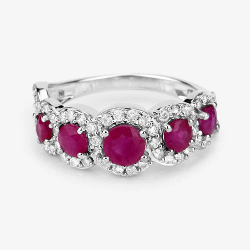 1.99 Carat Genuine Ruby and White Diamond 14K White Gold Ring - Image 10