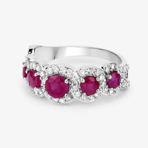 1.99 Carat Genuine Ruby and White Diamond 14K White Gold Ring - Image 12