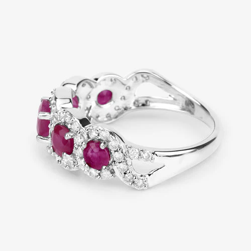 1.99 Carat Genuine Ruby and White Diamond 14K White Gold Ring - Image 13