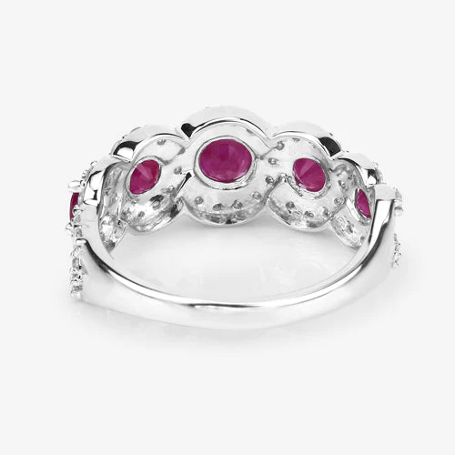 1.99 Carat Genuine Ruby and White Diamond 14K White Gold Ring - Image 14