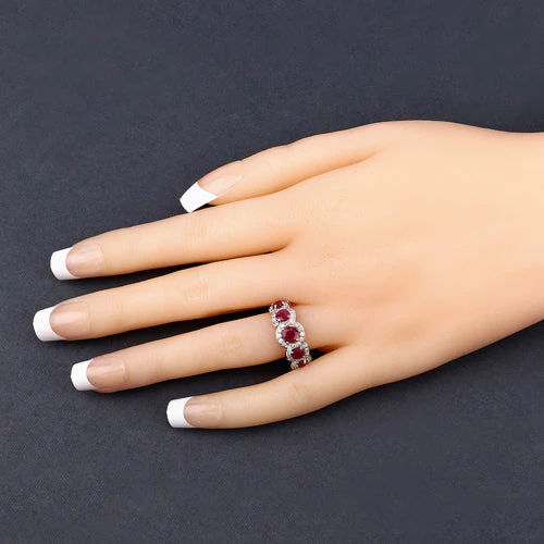 1.99 Carat Genuine Ruby and White Diamond 14K Yellow Gold Ring - Image 10