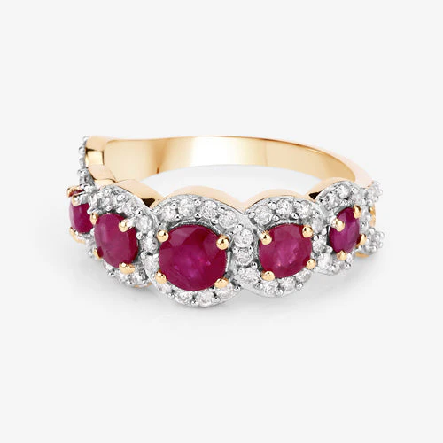 1.99 Carat Genuine Ruby and White Diamond 14K Yellow Gold Ring - Image 13