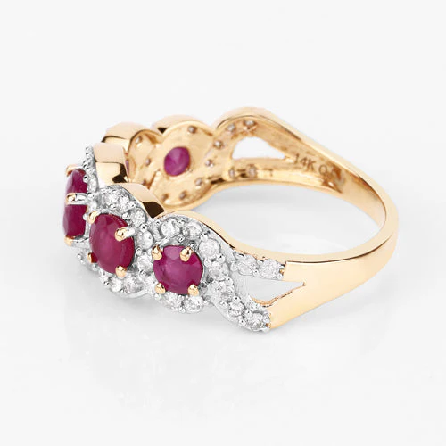 1.99 Carat Genuine Ruby and White Diamond 14K Yellow Gold Ring - Image 14
