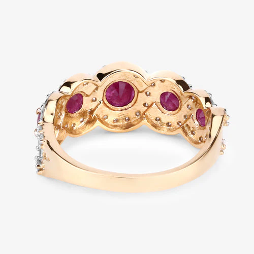 1.99 Carat Genuine Ruby and White Diamond 14K Yellow Gold Ring - Image 15