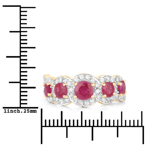 1.99 Carat Genuine Ruby and White Diamond 14K Yellow Gold Ring - Image 8