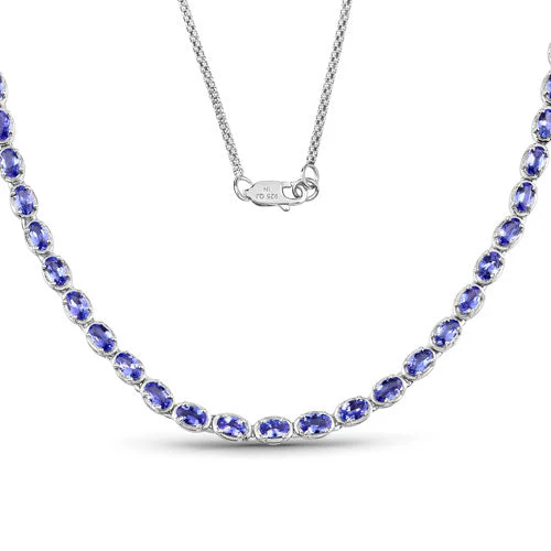 10.00 Carat Genuine Tanzanite .925 Sterling Silver Necklace - Image 3