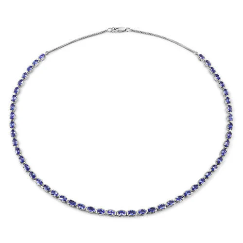 10.00 Carat Genuine Tanzanite .925 Sterling Silver Necklace - Image 4