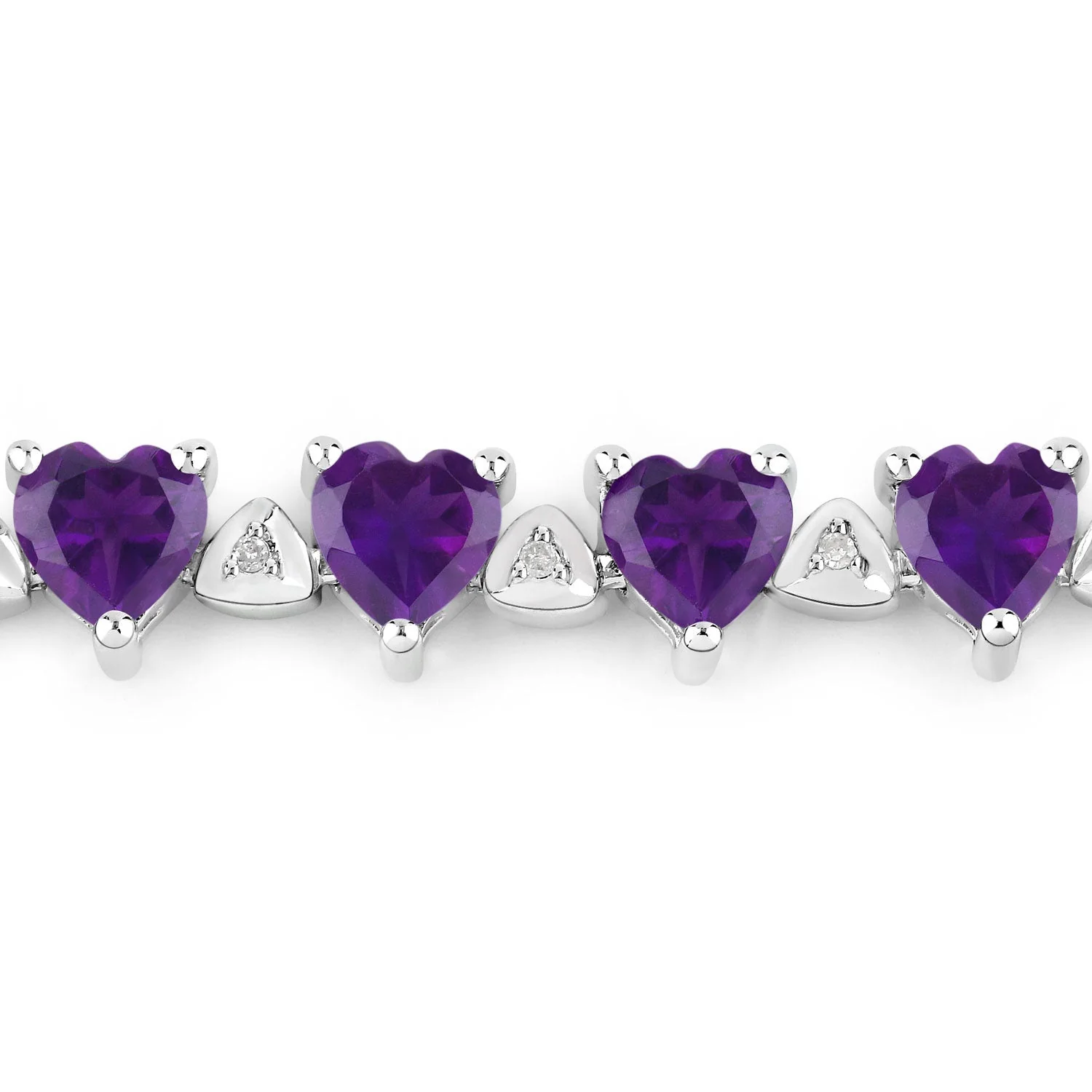 10.01 Carat Genuine Amethyst and White Diamond .925 Sterling Silver Bracelet - Image 2