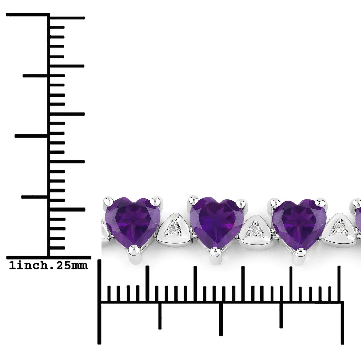 10.01 Carat Genuine Amethyst and White Diamond .925 Sterling Silver Bracelet - Image 3