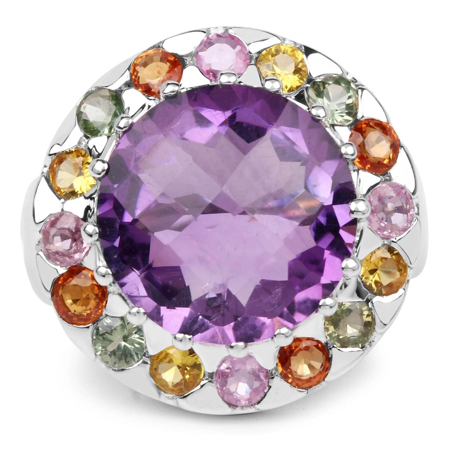 10.16 Carat Genuine Multi Stone .925 Sterling Silver Ring - Image 3