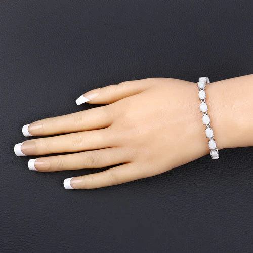 10.26 Carat Genuine Opal .925 Sterling Silver Bracelet - Image 10