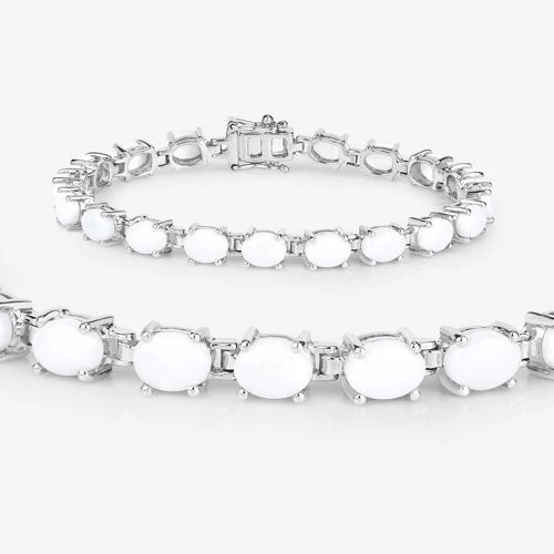 10.26 Carat Genuine Opal .925 Sterling Silver Bracelet - Image 11