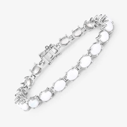 10.26 Carat Genuine Opal .925 Sterling Silver Bracelet - Image 12