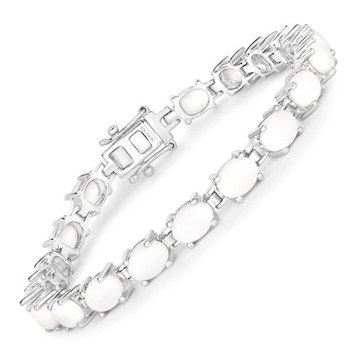 10.26 Carat Genuine Opal .925 Sterling Silver Bracelet - Image 5