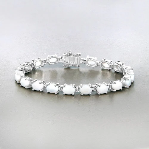 10.26 Carat Genuine Opal .925 Sterling Silver Bracelet - Image 9