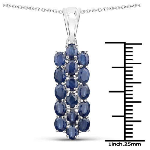 10.40 Carat Genuine Blue Sapphire .925 Sterling Silver 3 Piece Jewelry Set (Ring, Earrings, and Pendant w/ Chain) - Image 11