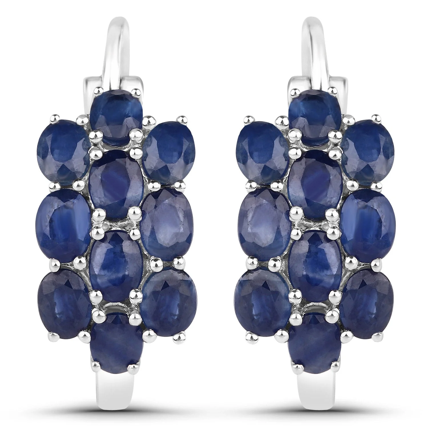 10.40 Carat Genuine Blue Sapphire .925 Sterling Silver 3 Piece Jewelry Set (Ring, Earrings, and Pendant w/ Chain) - Image 4