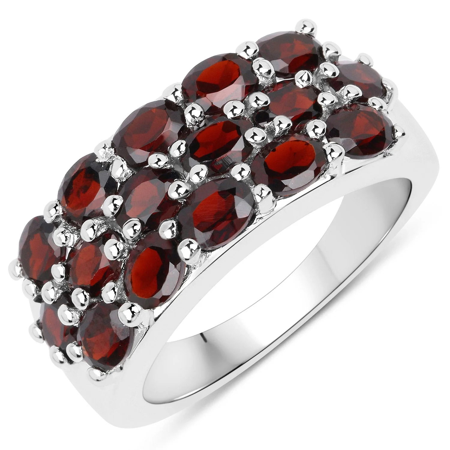 10.40 Carat Genuine Garnet .925 Sterling Silver 3 Piece Jewelry Set (Ring, Earrings, and Pendant w/ Chain) - Image 2