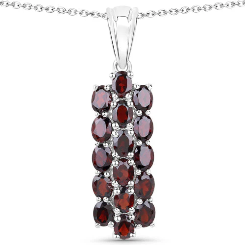 10.40 Carat Genuine Garnet .925 Sterling Silver 3 Piece Jewelry Set (Ring, Earrings, and Pendant w/ Chain) - Image 7