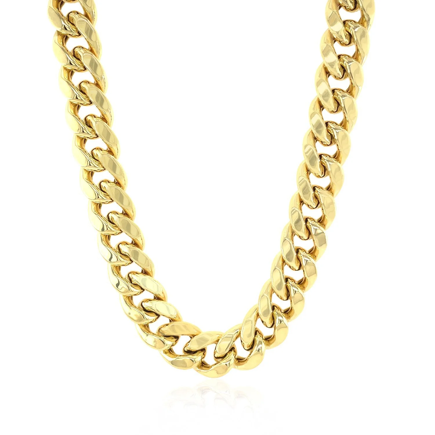 10.5mm 14k Yellow Gold Semi Solid Miami Cuban Chain - Image 2